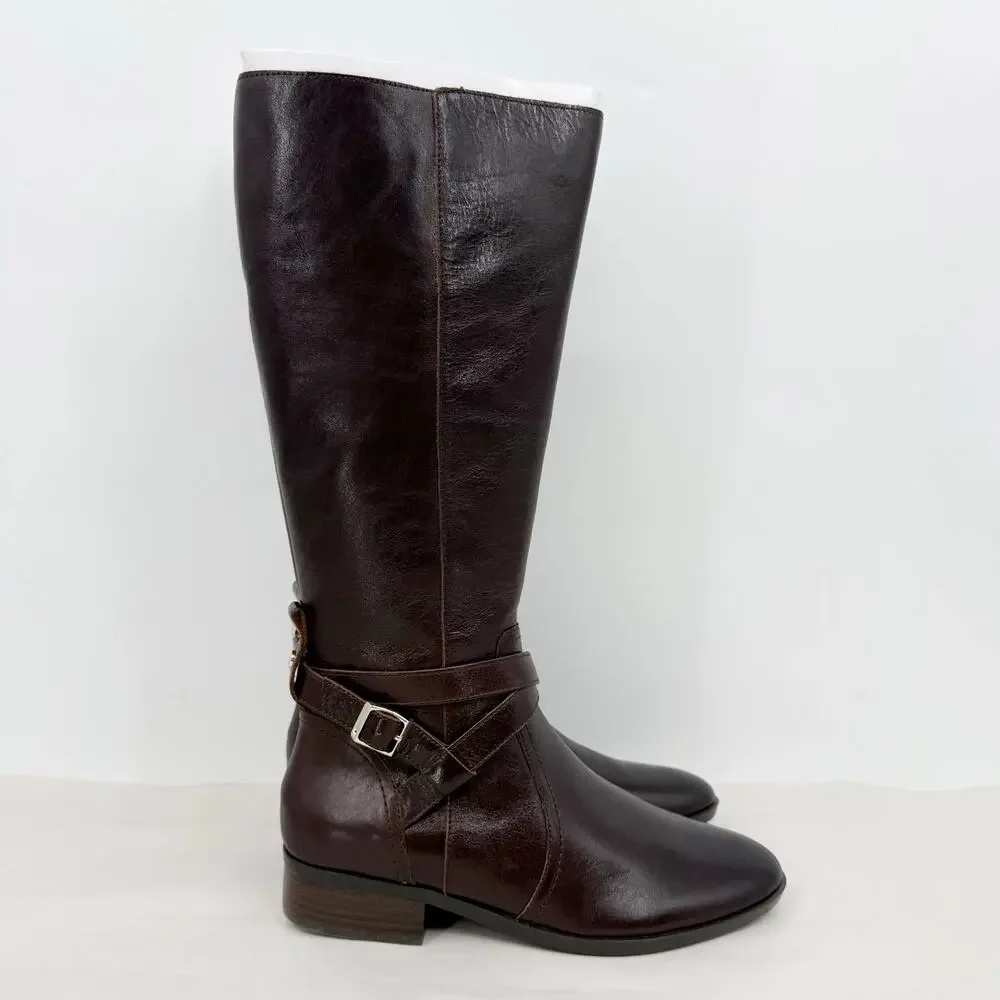 Naturalizer Womens Rena Knee High Boot 10 Wide Wide Calf Brown Leather NIB